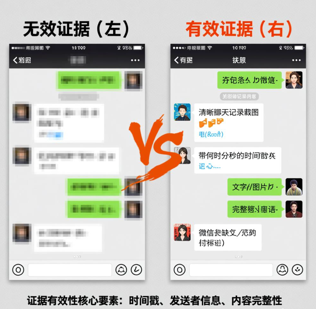 微信聊天记录证据有效性对比示例 微信聊天记录证据有效性对比示例