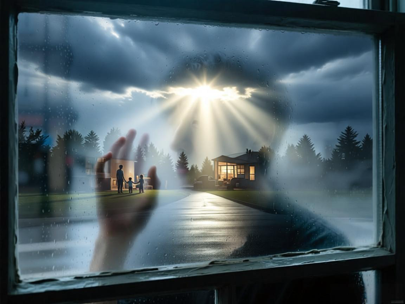 迷雾与阳光的对比，象征着从情感困境中寻求真相与希望。